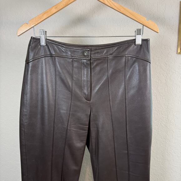 Women's Carlisle Chocolate Brown Straight Leg 100% Leather Pants Size 4 - Picture 9 of 11